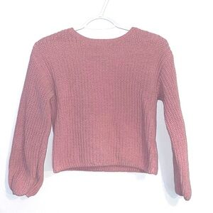 Cropped crochet pink sweater